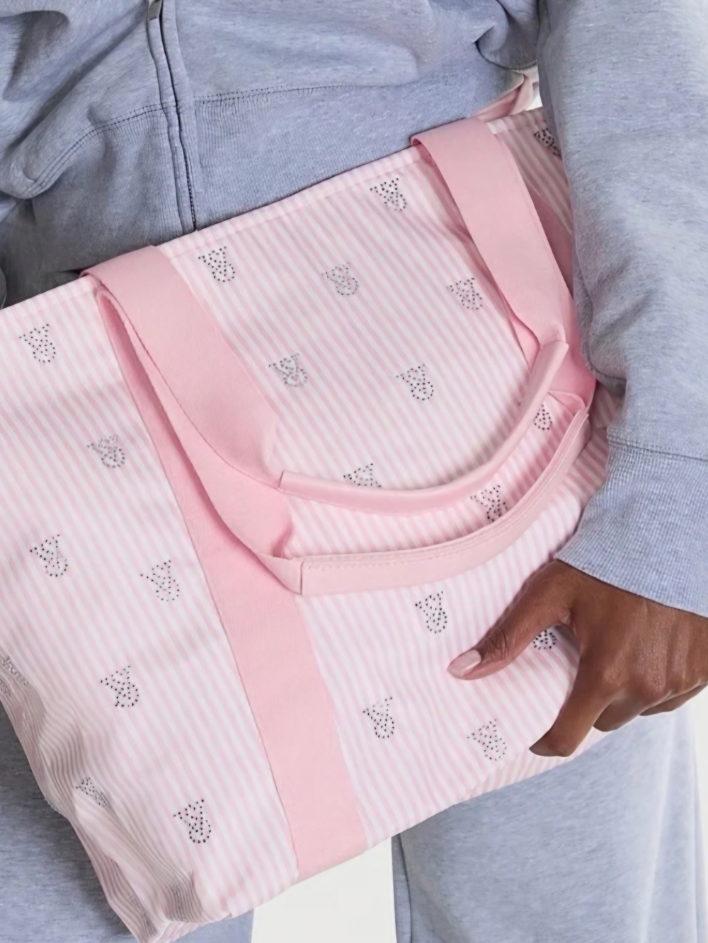 Everyday Pink Stripe Tote Bag with Subtle Print